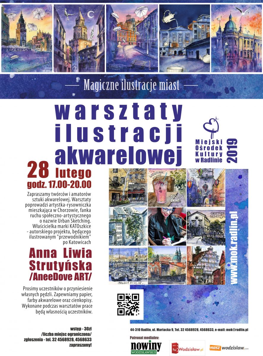 plakat warsztaty akwareli Anna Liwia Strutyńska