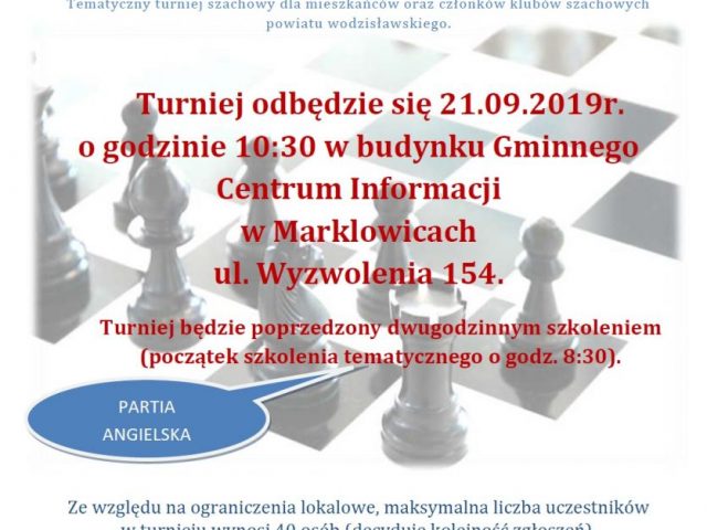 plakat turniej szachowy w Marklowicach