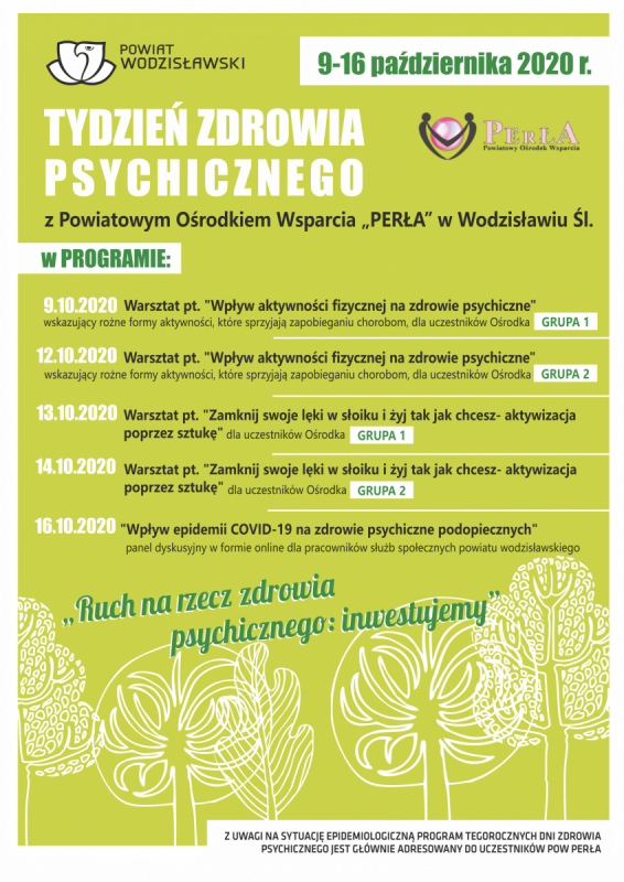 Plakat z okazji Tygodnia Zdrowia Psychicznego