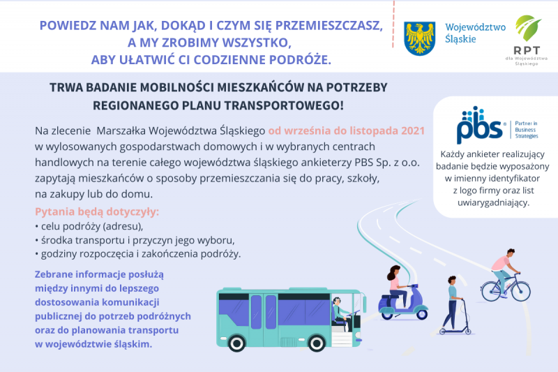 Regionalny PLan Transportowy - plakat promujący udział w konsultacjach