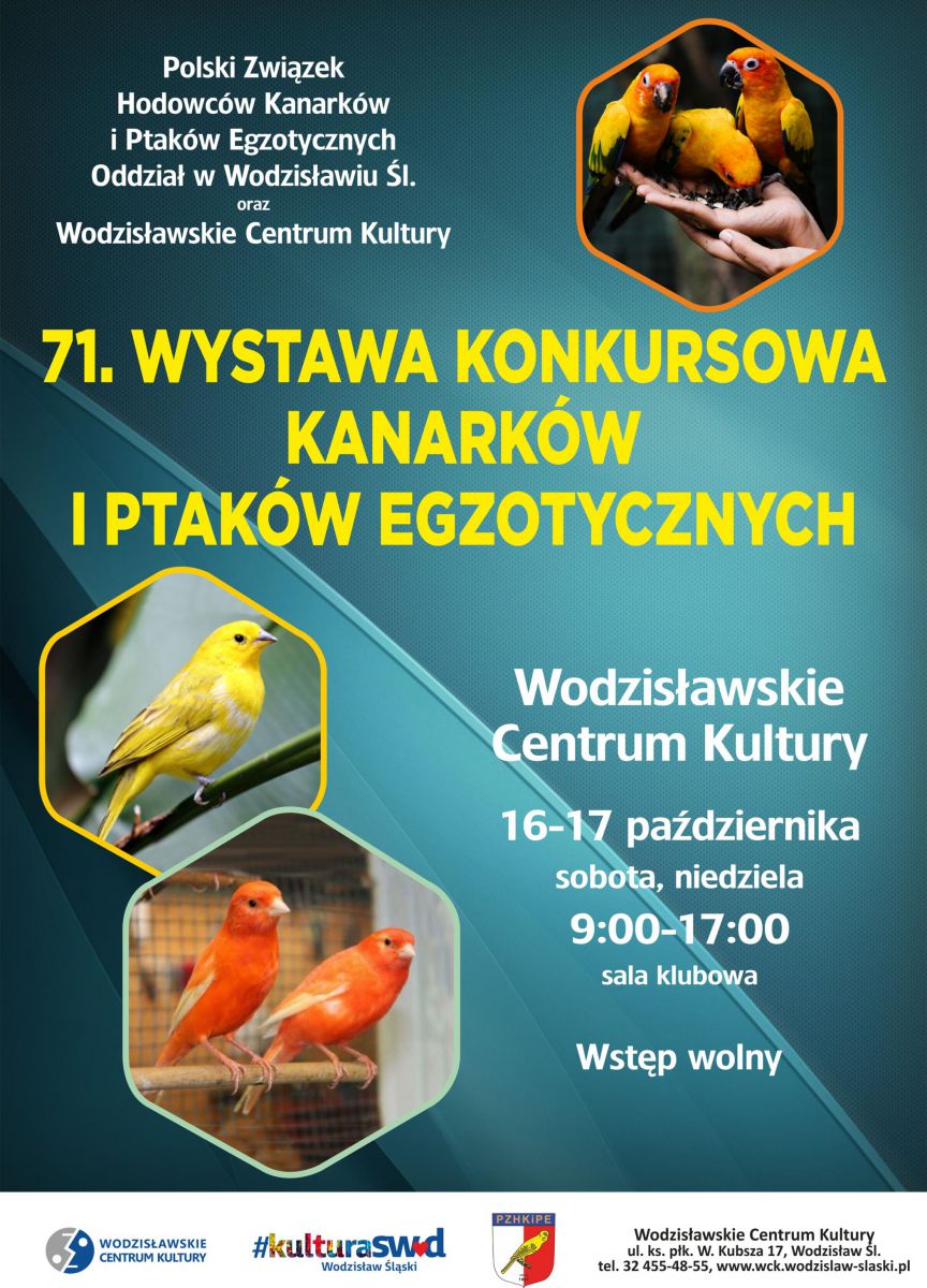 plakat - wystawa kanarków i ptaków egzotycznych w WCK