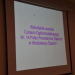 Dzień pracownika socjalnego w powiecie wodzisławskim spotkanie 19.11. 2021 Na zdjęciu slajd z prezentacji poświęconej woontariatowi przy PCPR