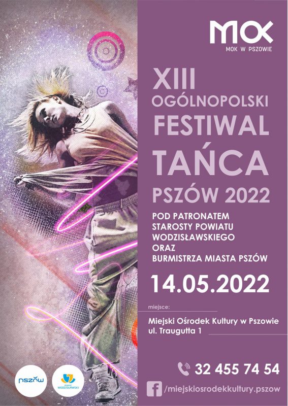 Plakat ogólnopolskiego Festiwalu Tańca Pszów 2022