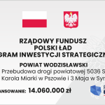 Tablica informująca o dofinansowaniu inwestycji z Polskiego Ładu