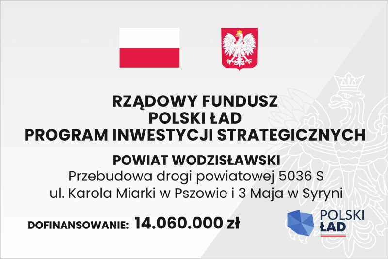 Tablica informująca o dofinansowi inwestycji z Polskiego ładu