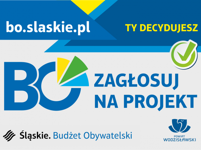 Plakat informujący o głosowaniu na projekty powiatu wodzisławskiego w ramach BO