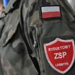 Tarcza na mundurze wojskowym z napisem: Rydułtowy ZSP Logistyk.