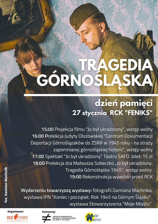 Plakat wydarzenia "Dzień pamięci o tragedii Górnośląskiej w Rydułtowach"