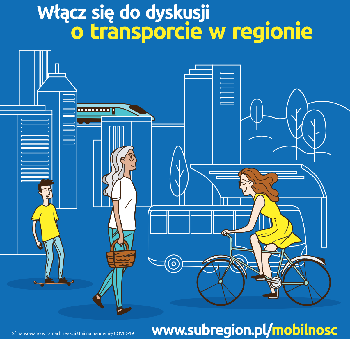 Grafika promująca spotkanie na temat transportu w regionie