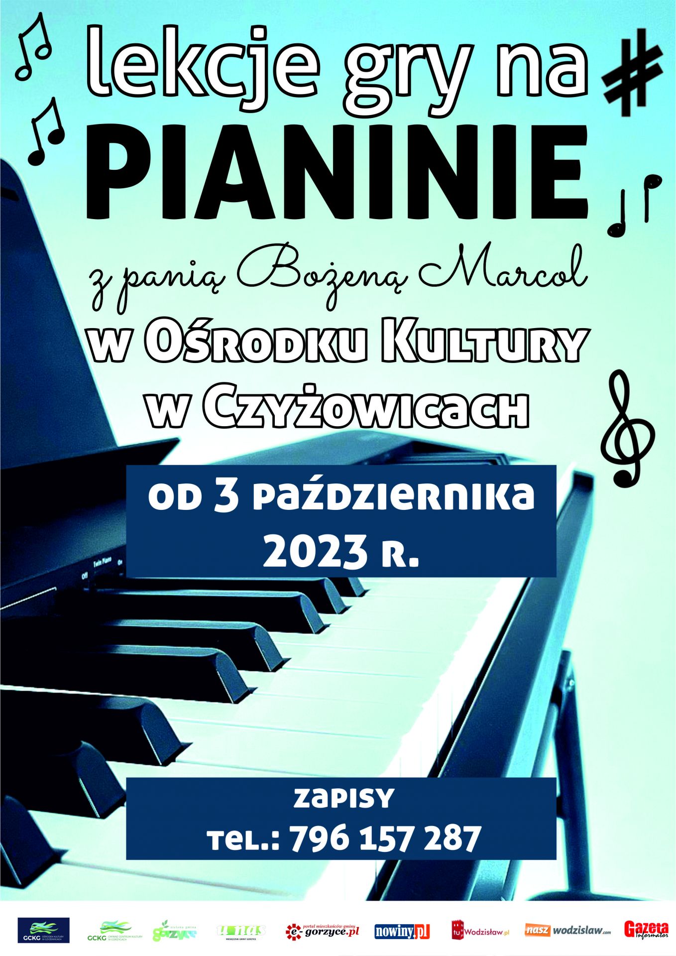 plakat - lekcje gry na pianinie 2023