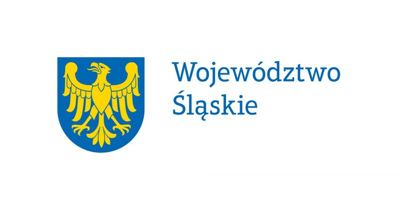 Znak herbowy Województwa śląskiego (herb z napisem województwo śląskie na białym tle)