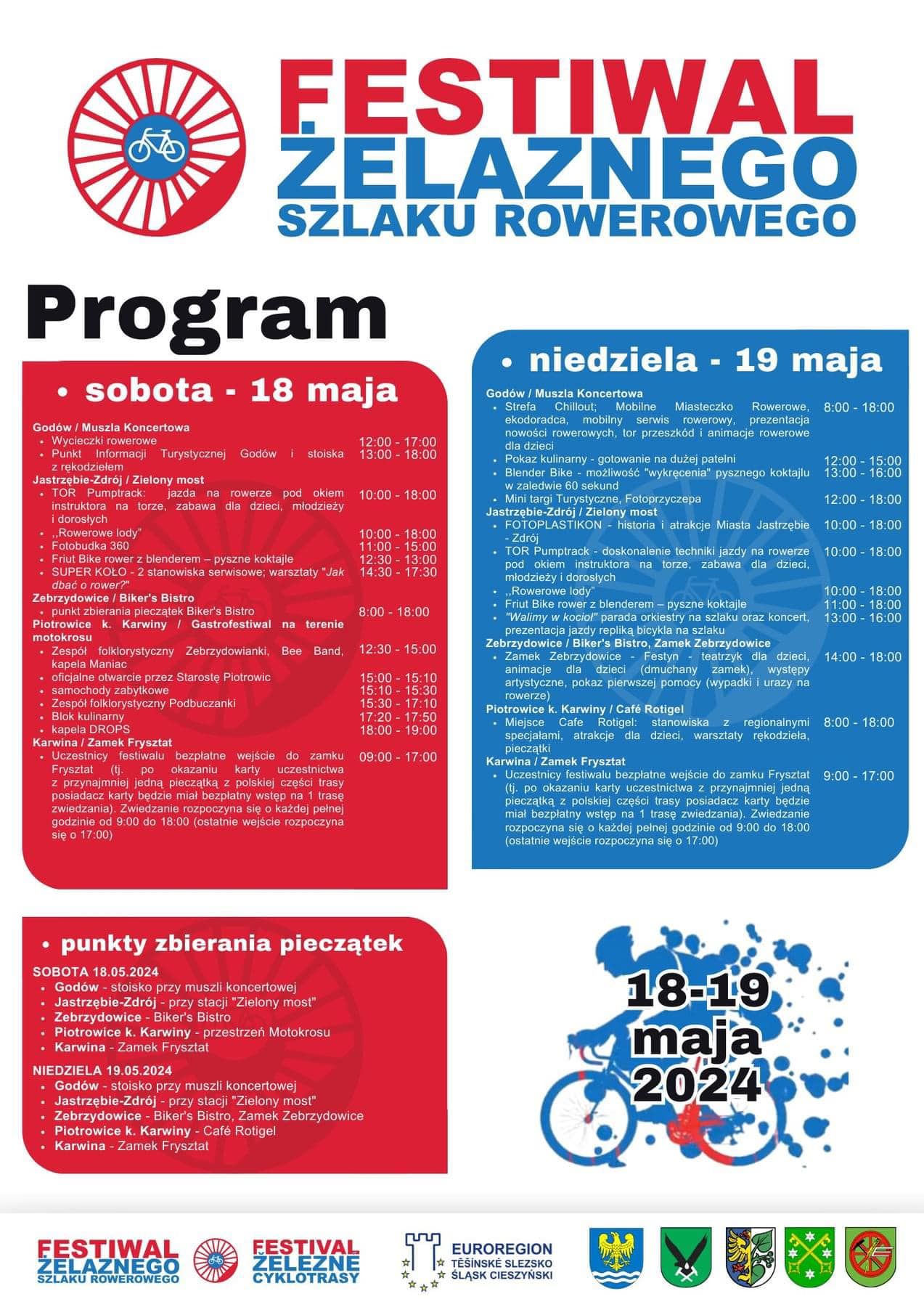 Plakat z programem Festiwalu Żelaznego Szlaku Rowerowego