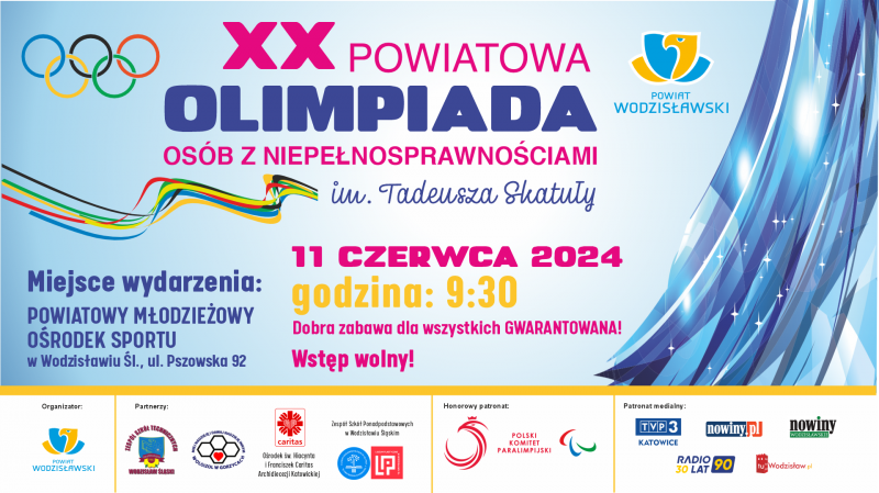 Plakat promujący Powiatową Olimpiadę dla Osób z NIepełnosprawnościami